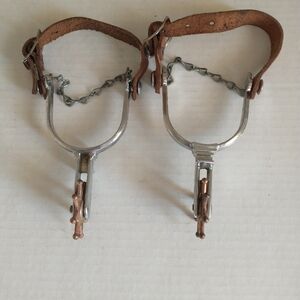 Vintage Child or Small Woman Silver Spurs with Copper Accents